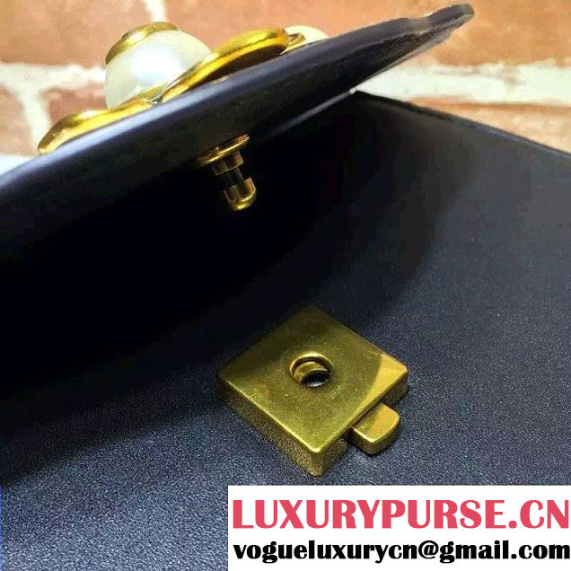 Gucci Pearl Studs Chain Shoulder Bag 432282 Black/White/Gold 2016