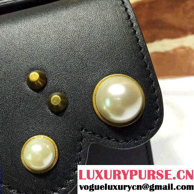 Gucci Pearl Studs Chain Shoulder Bag 432282 Black 2016