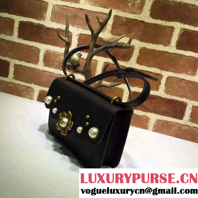 Gucci Pearl Studs Chain Shoulder Bag 432282 Black 2016