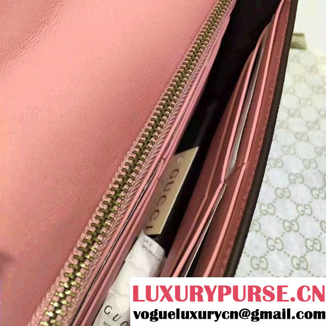 Gucci Pearl Studs GG Supreme Mini Chain Wallet Bag 431478 Pink 2016