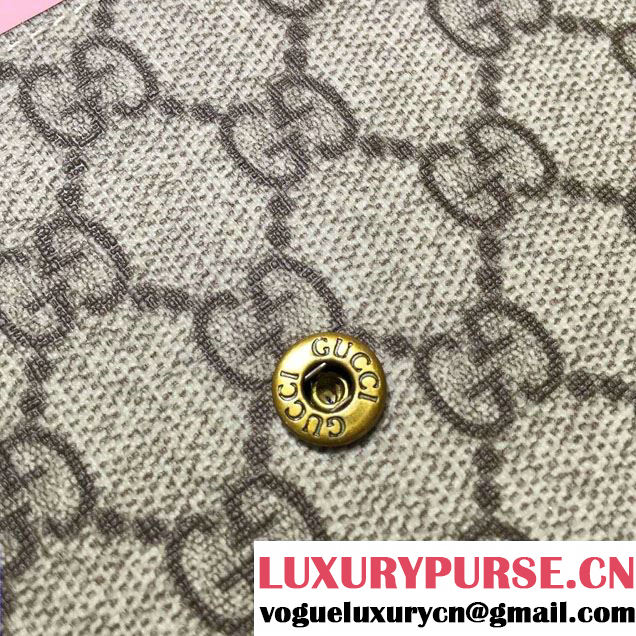 Gucci Pearl Studs GG Supreme Mini Chain Wallet Bag 431478 Pink 2016