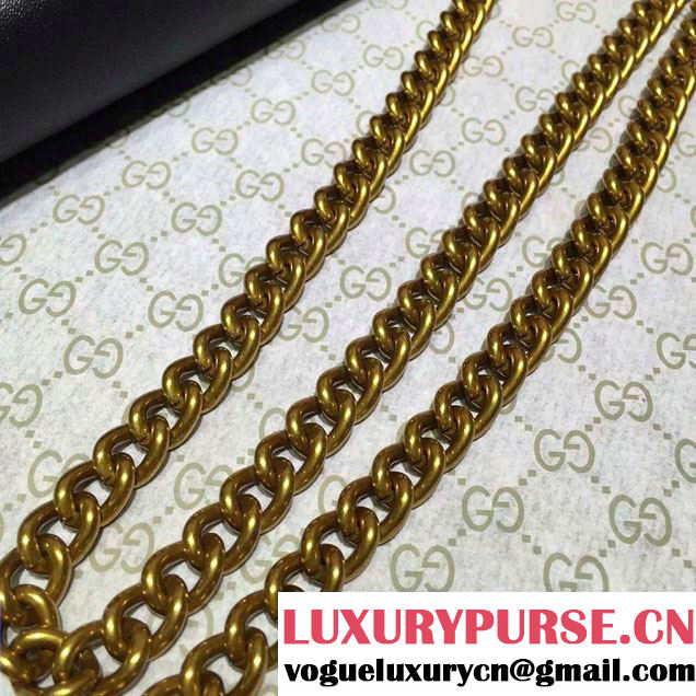 Gucci Pearl Studs GG Supreme Mini Chain Wallet Bag 431478 Black 2016
