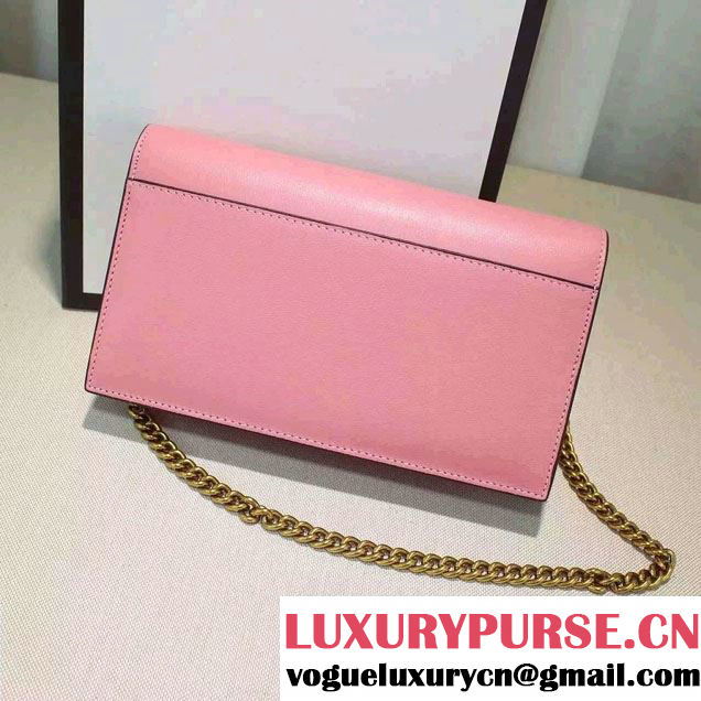 Gucci Pearl Studs Leather Mini Chain Wallet Bag 431478 Pink 2016