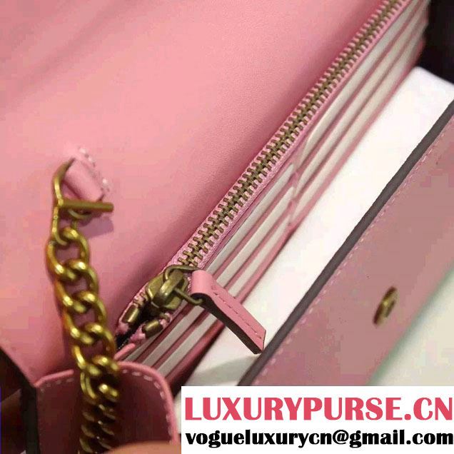 Gucci Pearl Studs Leather Mini Chain Wallet Bag 431478 Pink 2016