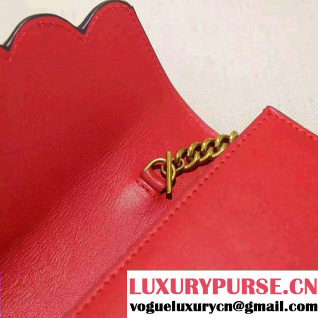 Gucci Pearl Studs Leather Mini Chain Wallet Bag 431478 Red 2016