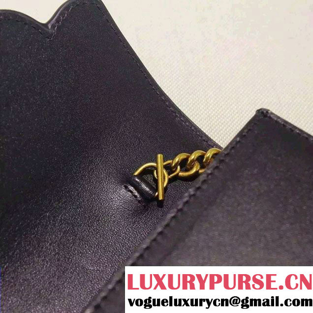 Gucci Pearl Studs Leather Mini Chain Wallet Bag 431478 Black 2016