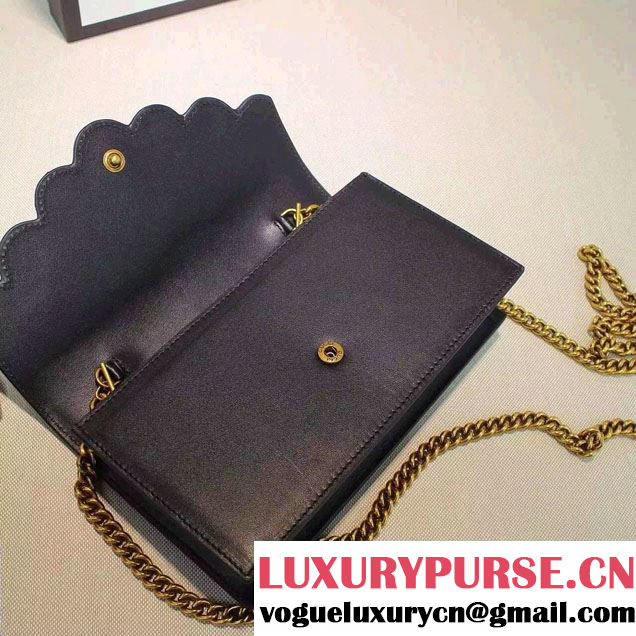 Gucci Pearl Studs Leather Mini Chain Wallet Bag 431478 Black 2016