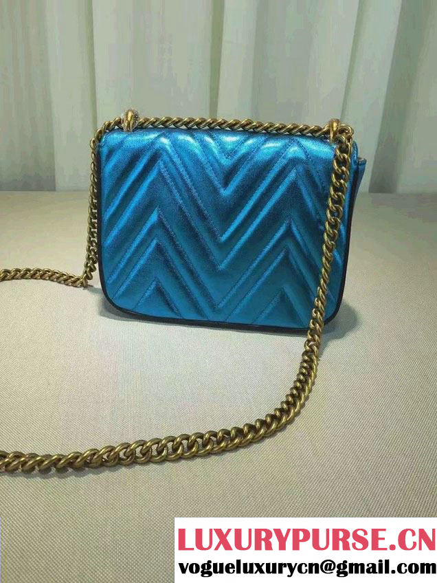 Gucci Broadway Chain Shoulder Bag 432581 Metallic Blue 2016