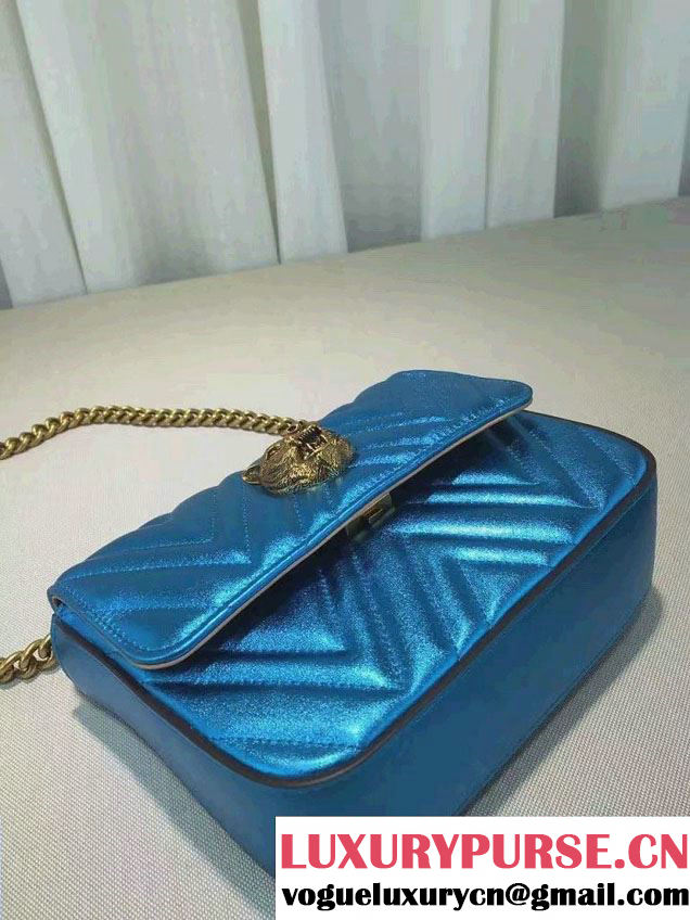 Gucci Broadway Chain Shoulder Bag 432581 Metallic Blue 2016