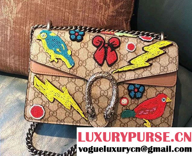 Gucci Dionysus GG Supreme Bird and Butterfly Beaded Shoulder Bag 400249 2016