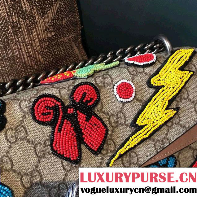Gucci Dionysus GG Supreme Bird and Butterfly Beaded Shoulder Bag 400249 2016