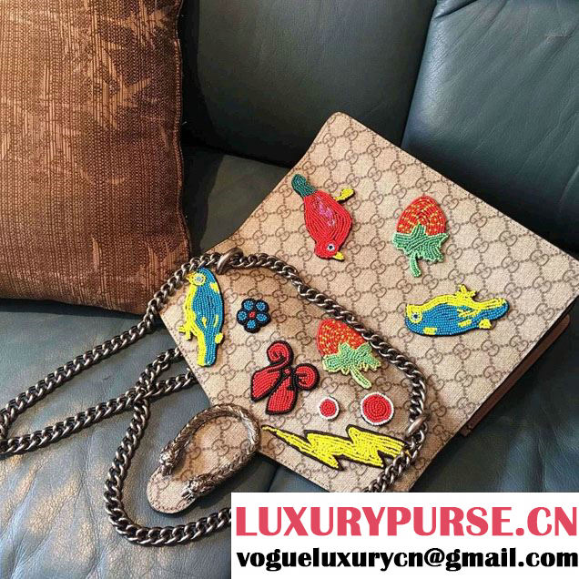 Gucci Dionysus GG Supreme Bird and Butterfly Beaded Shoulder Bag 400249 2016