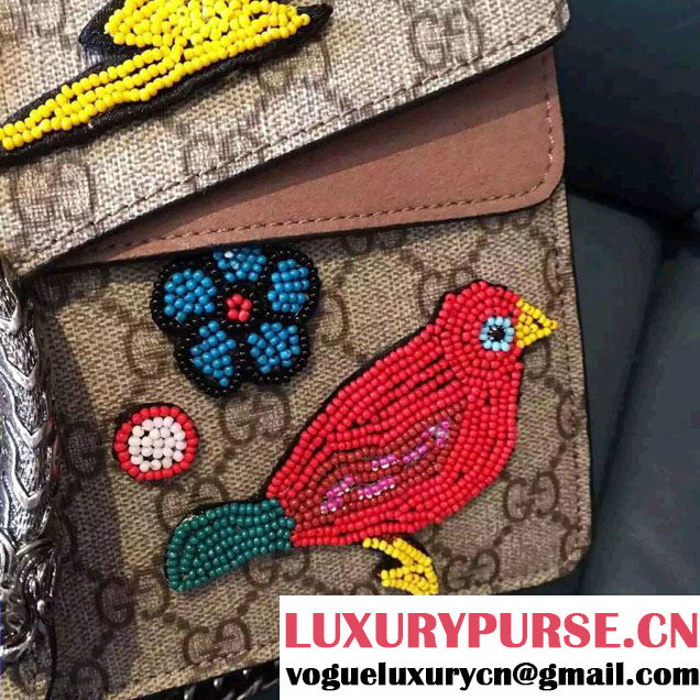 Gucci Dionysus GG Supreme Bird and Butterfly Beaded Shoulder Bag 400249 2016