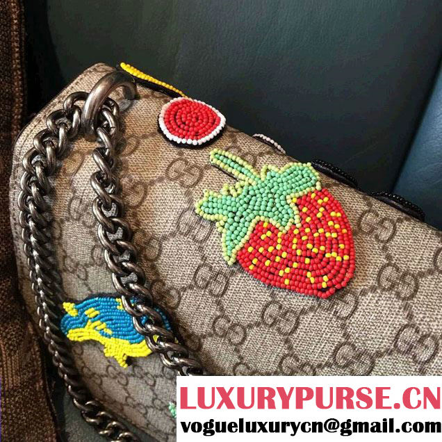 Gucci Dionysus GG Supreme Bird and Butterfly Beaded Shoulder Bag 400249 2016