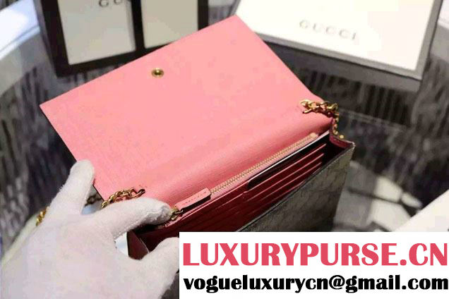 Gucci GG Supreme Embroidered Face Mini Chain Bag 431395 Pink 2016