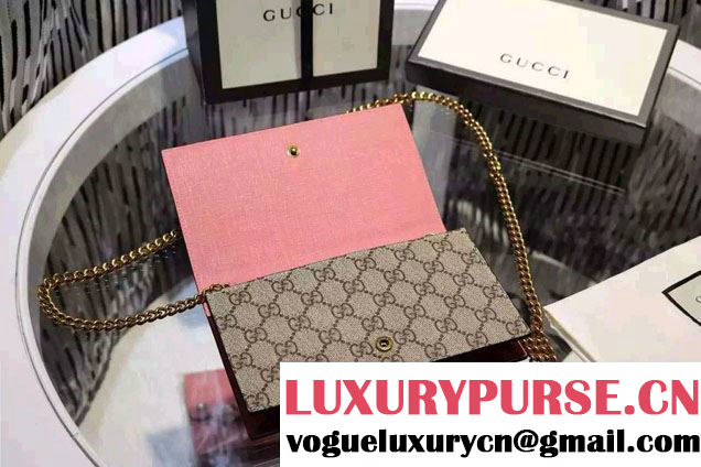 Gucci GG Supreme Embroidered Face Mini Chain Bag 431395 Pink 2016