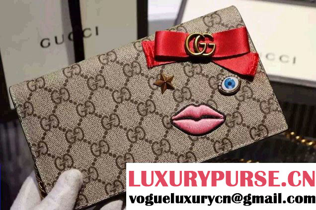 Gucci GG Supreme Embroidered Face Mini Chain Bag 431395 Pink 2016