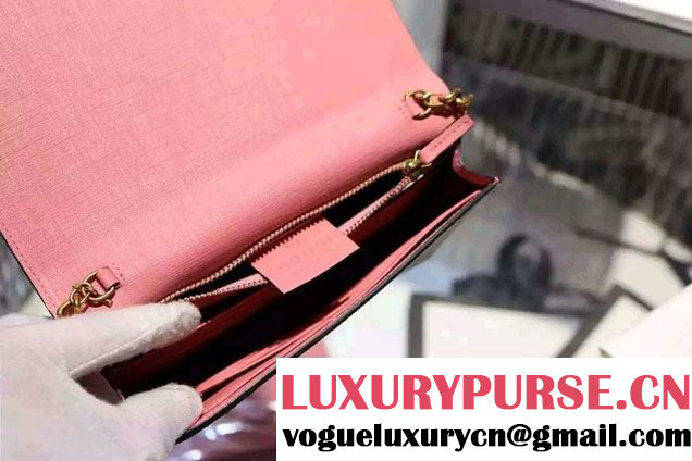 Gucci GG Supreme Embroidered Face Mini Chain Bag 431395 Pink 2016