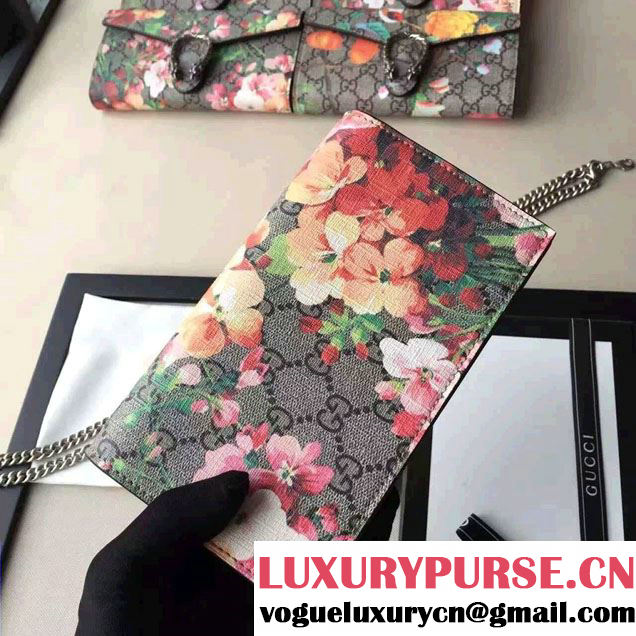 Gucci GG Supreme Blooms Chain Wallet 402724 Red 2016