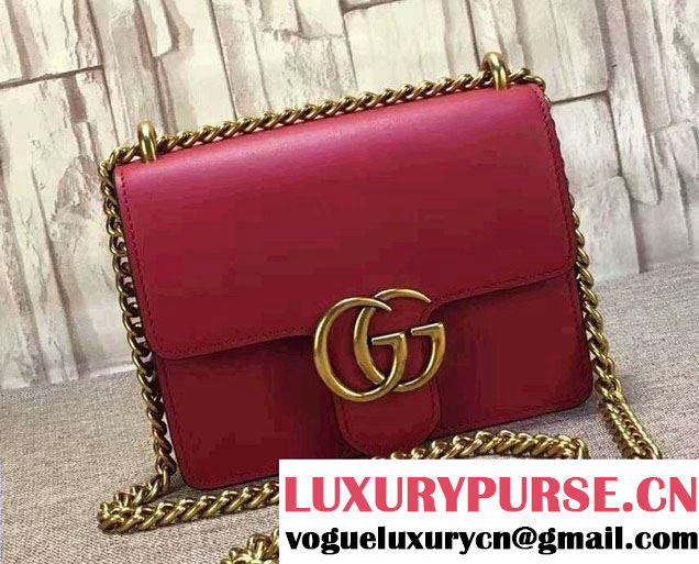 Gucci GG Marmont Leather Chain Shoulder Small Bag 431384 Red 2016