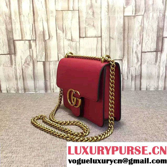 Gucci GG Marmont Leather Chain Shoulder Small Bag 431384 Red 2016
