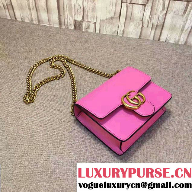 Gucci GG Marmont Leather Chain Shoulder Small Bag 431384 Pink 2016