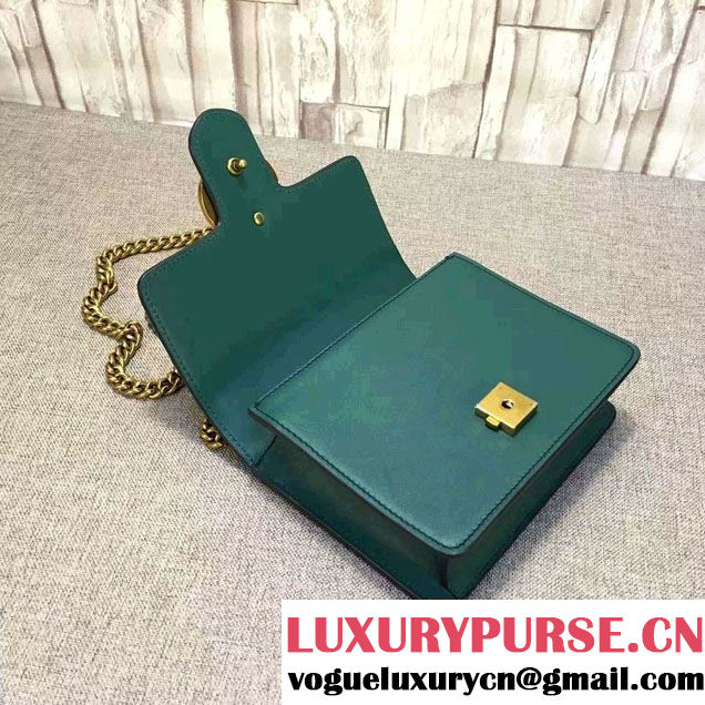 Gucci GG Marmont Leather Chain Shoulder Small Bag 431384 Green 2016