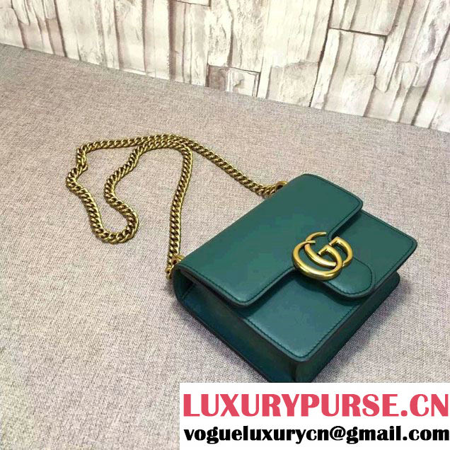 Gucci GG Marmont Leather Chain Shoulder Small Bag 431384 Green 2016