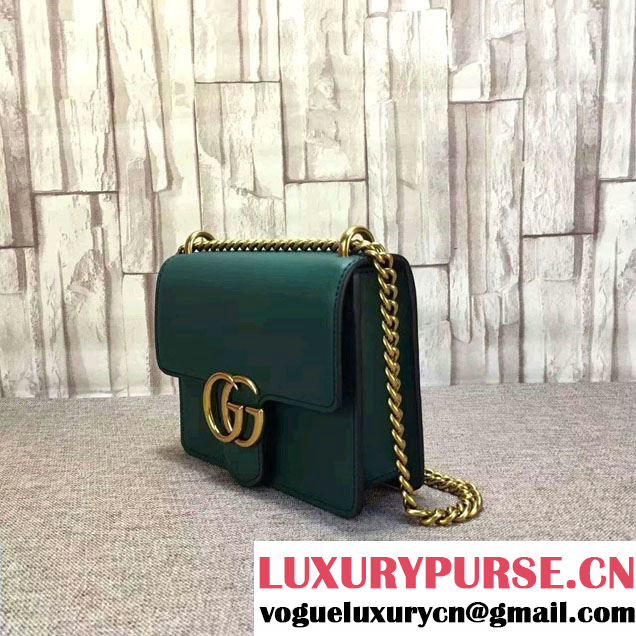 Gucci GG Marmont Leather Chain Shoulder Small Bag 431384 Green 2016