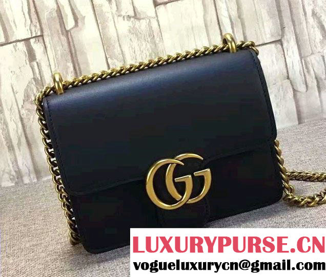 Gucci GG Marmont Leather Chain Shoulder Small Bag 431384 Black 2016