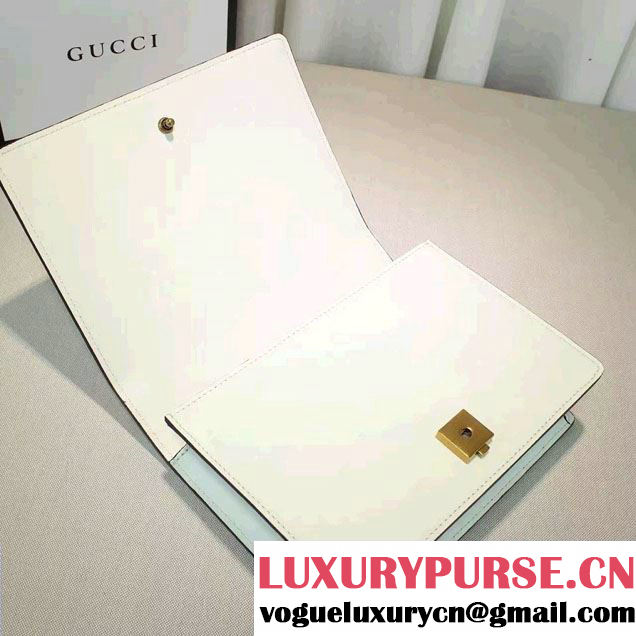 Gucci Eye Pearl Web Leather Chain Shoulder Medium Bag 432280 White/Blue 2016