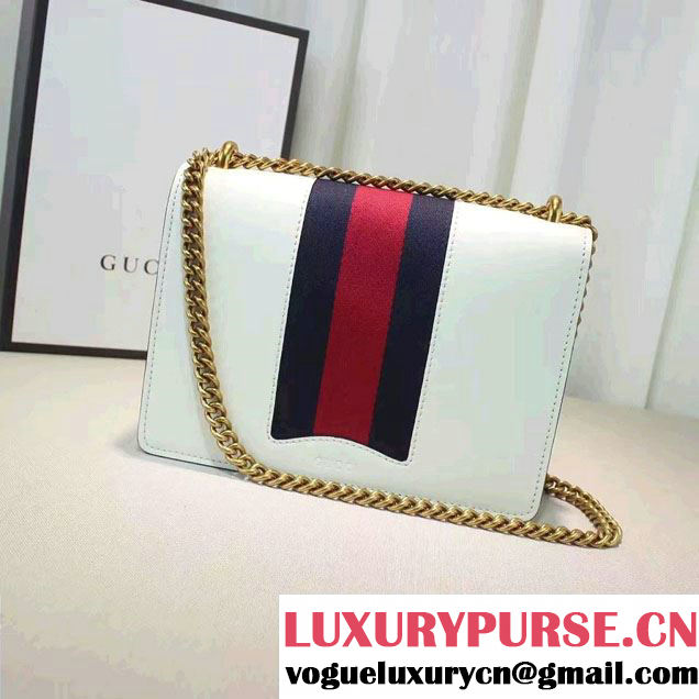 Gucci Eye Pearl Web Leather Chain Shoulder Medium Bag 432280 White/Blue 2016
