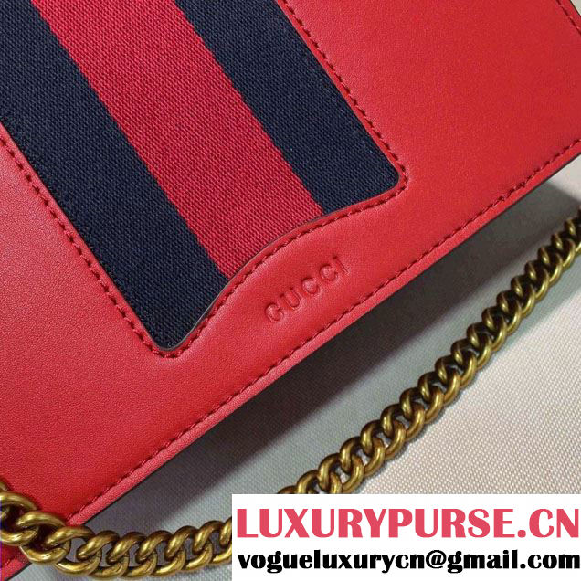 Gucci Eye Pearl Web Leather Chain Shoulder Medium Bag 432280 Red/Blue 2016