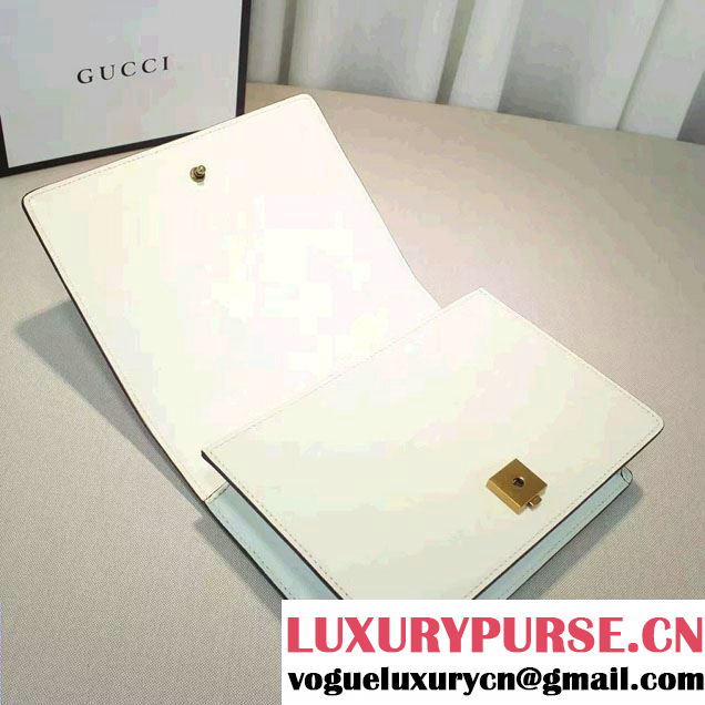 Gucci Eye Pearl Web Leather Chain Shoulder Medium Bag 432280 White/Green 2016