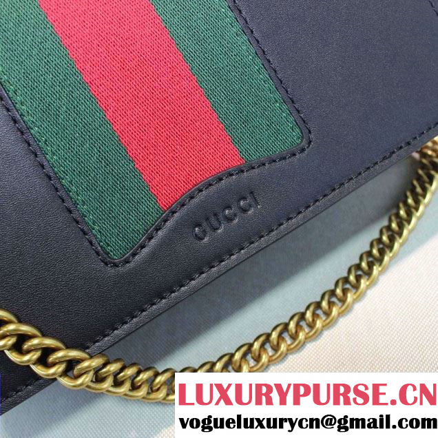 Gucci Eye Pearl Web Leather Chain Shoulder Medium Bag 432280 Black/Green 2016