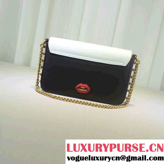Gucci Studded Leather Chain Shoulder Medium Bag 432410 Black/White/Red/Gold 2016