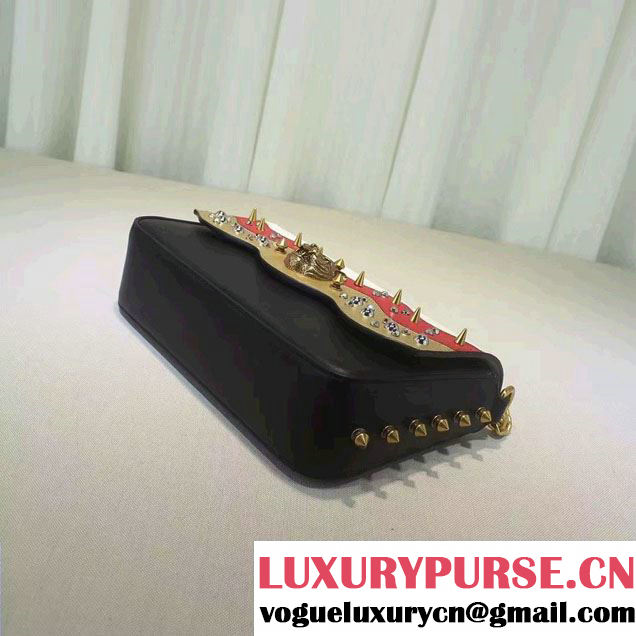 Gucci Studded Leather Chain Shoulder Medium Bag 432410 Black/White/Red/Gold 2016