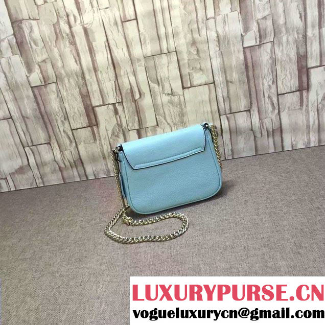 Gucci Soho Leather Chain Shoulder Small Bag 323190 Aqua Blue