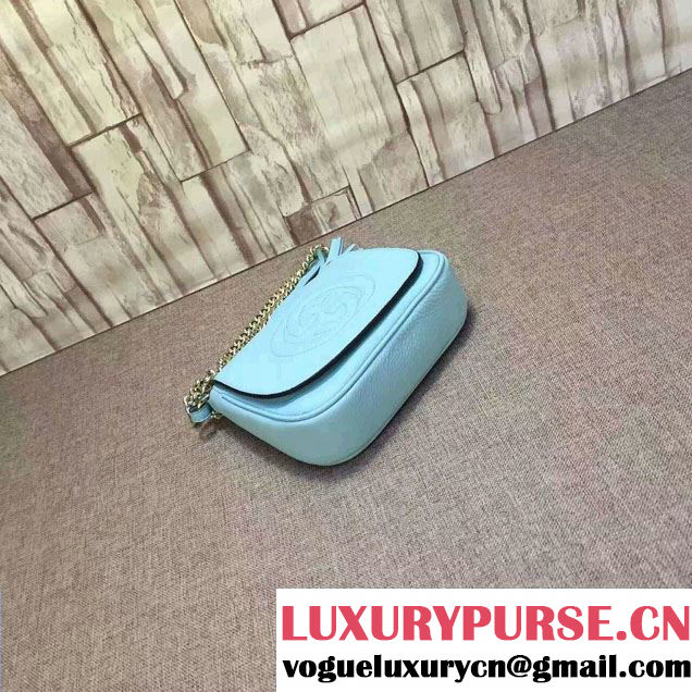 Gucci Soho Leather Chain Shoulder Small Bag 323190 Aqua Blue