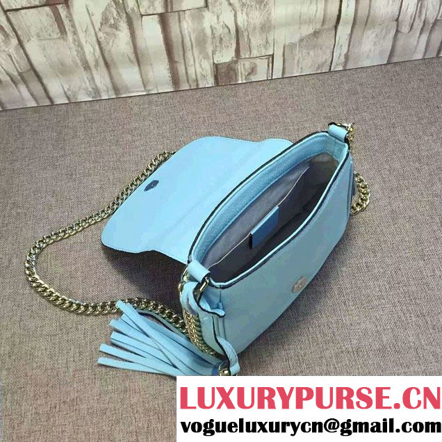 Gucci Soho Leather Chain Shoulder Small Bag 323190 Aqua Blue