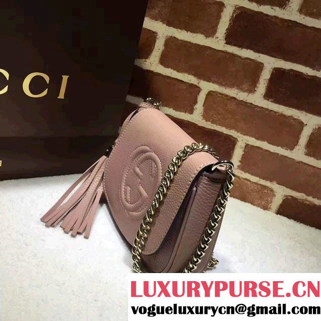 Gucci Soho Leather Chain Shoulder Small Bag 323190 Nude Pink