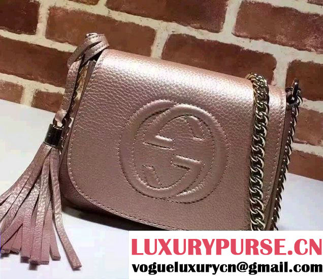 Gucci Soho Leather Chain Shoulder Small Bag 323190 Pink Gold