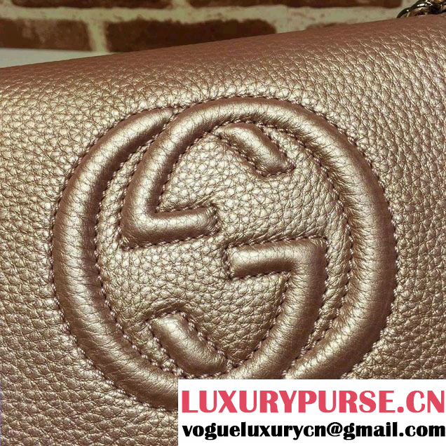 Gucci Soho Leather Chain Shoulder Small Bag 323190 Pink Gold