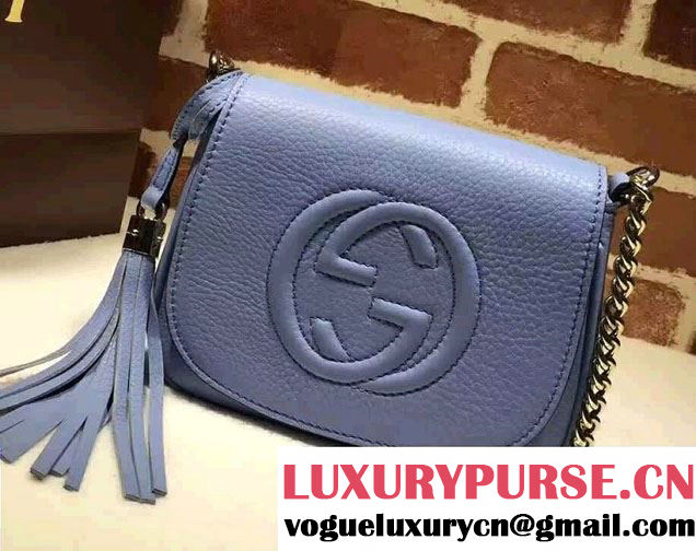 Gucci Soho Leather Chain Shoulder Small Bag 323190 Sky Blue