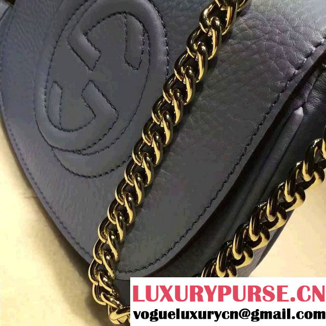 Gucci Soho Leather Chain Shoulder Small Bag 323190 Sky Blue