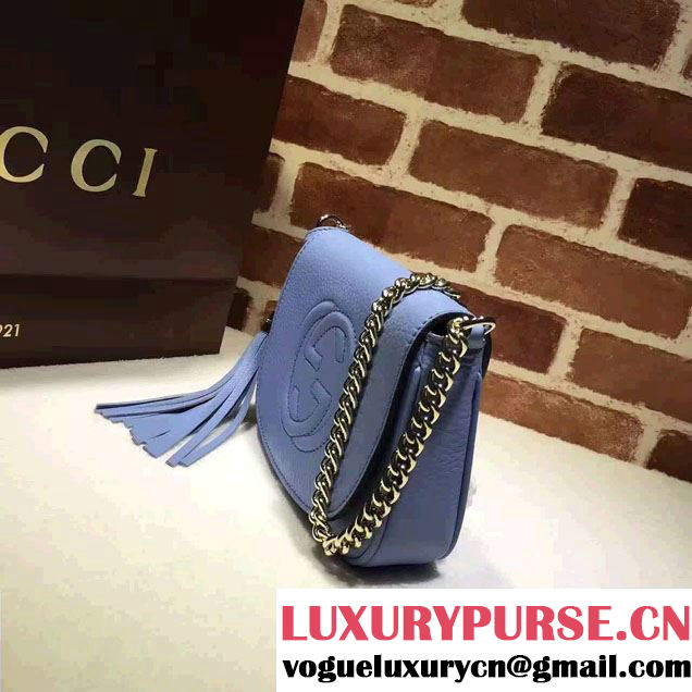 Gucci Soho Leather Chain Shoulder Small Bag 323190 Sky Blue