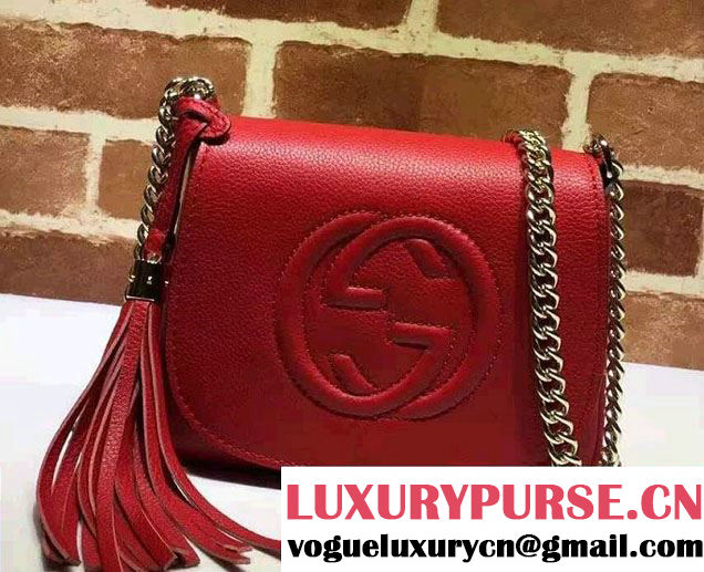 Gucci Soho Leather Chain Shoulder Small Bag 323190 Red