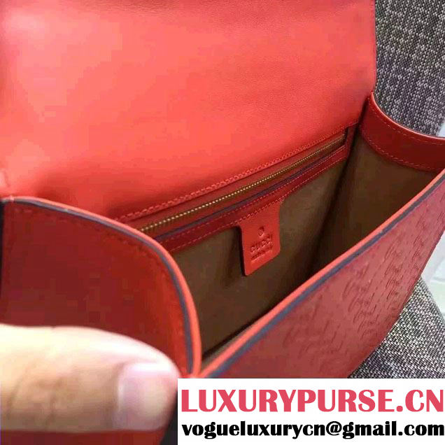 Gucci Sylvie Leather Signature Chain Shoulder Bag 421882 Red 2016