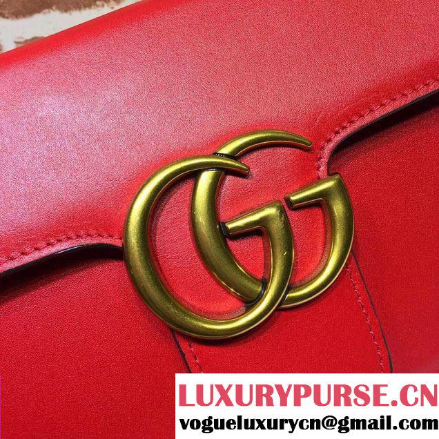 Gucci GG Marmont Leather Chain Shoulder Medium Bag 431777 Red 2016