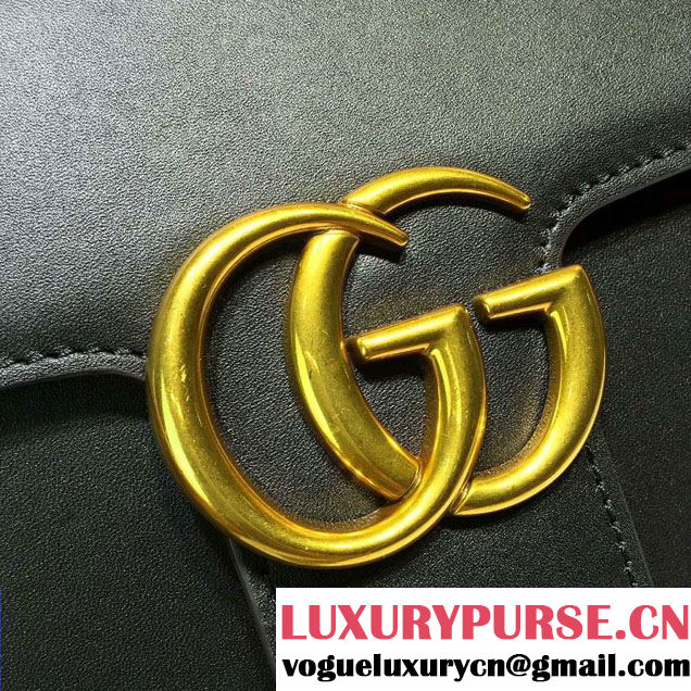 Gucci GG Marmont Leather Chain Shoulder Medium Bag 431777 Black 2016